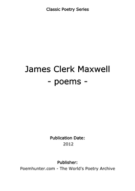 James Clerk Maxwell - Poems