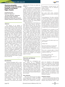 Aluminium Phosphide Poisoning: a Case Series at Two Hospitals in The