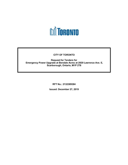 CITY of TORONTO Request for Tenders