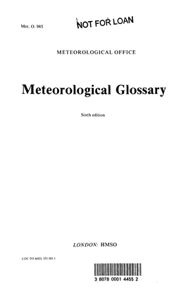Meteorological Glossary