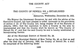 COUNTY of NEWELL NO. 4 ESTABLISHED I - Edmonton, Wednesday, December 24, 1952