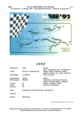 1992 35. Int. ADAC-Rallye Tour D'europe S. 1 29