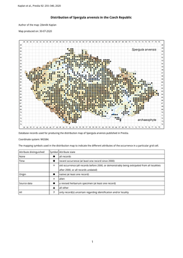 1 Distribution of Spergula Arvensis in the Czech Republic