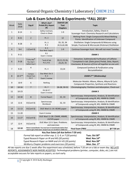 General Organic Chemistry I Laboratory CHEM 212