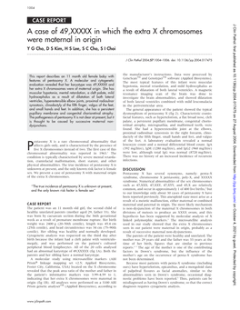 A Case of 49,XXXXX in Which the Extra X Chromosomes Were Maternal in Origin Y G Cho, D S Kim, H S Lee, S C Cho, S I Choi