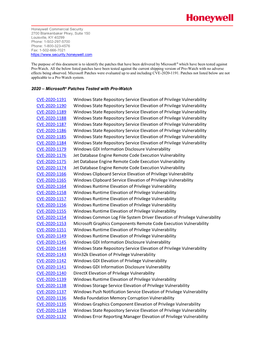 Microsoft Patches Were Evaluated up to and Including CVE-2020-1191