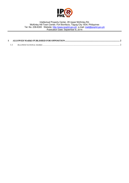 Intellectual Property Center, 28 Upper Mckinley Rd. Mckinley Hill Town Center, Fort Bonifacio, Taguig City 1634, Philippines Tel