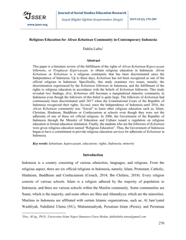 270 Religious Education for Aliran Kebatinan Community In