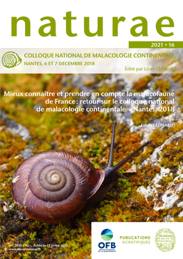 COLLOQUE NATIONAL DE MALACOLOGIE CONTINENTALE, NANTES, 6 ET 7 DÉCEMBRE 2018 Édité Par Lilian LÉONARD