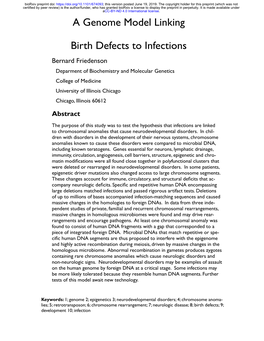 A Genome Model Linking Birth Defects to Infections