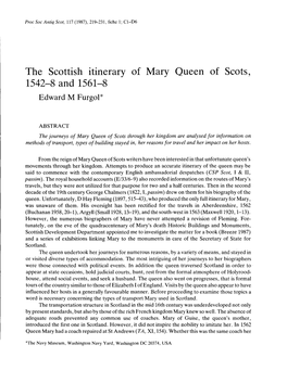 The Scottish Itinerary of Mary Queen of Scots, 1542-8 and 1561-8