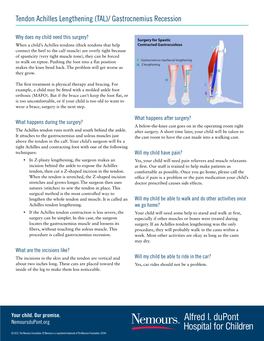 Tendon Achilles Lengthening (TAL)/ Gastrocnemius Recession