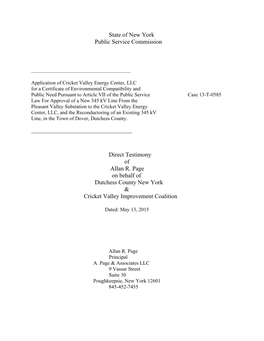 State of New York Public Service Commission Direct Testimony Of