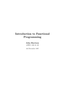 Introduction to Functional Programming