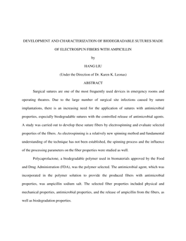 Development and Characterization of Biodegradable Sutures Made