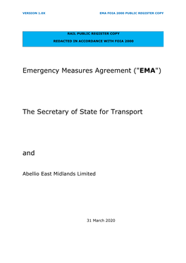 East Midlands Railway: Emergency Measures Agreement