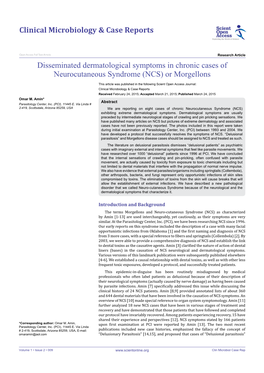 Disseminated Dermatological Symptoms in Chronic Cases of Neurocutaneous Syndrome (NCS) Or Morgellons