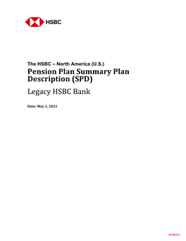 Pension Plan Summary Plan Description (SPD) Legacy HSBC Bank