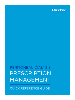 Peritoneal Dialysis Prescription Management