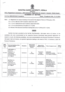 MAHATMA GANDHI UNIVERSITY, KERALA (Abstract) Ph.D