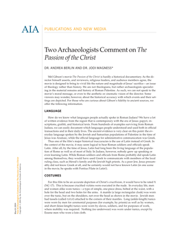 Two Archaeologists Comment on the Passion of the Christ