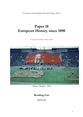 Paper 18 European History Since 1890