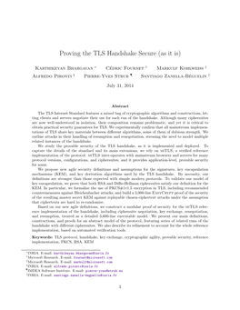 Proving the TLS Handshake Secure (As It Is)