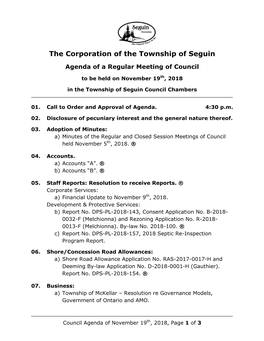 Seguin Township Report to Council