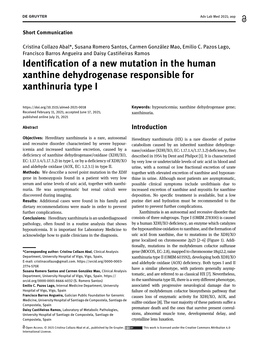 Identification of a New Mutation in the Human Xanthine Dehydrogenase