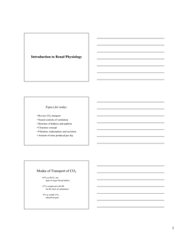 Introduction to Renal Physiology Modes of Transport Of
