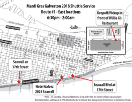 Mardi Gras Galveston 2018 Shuttle Service Route #1