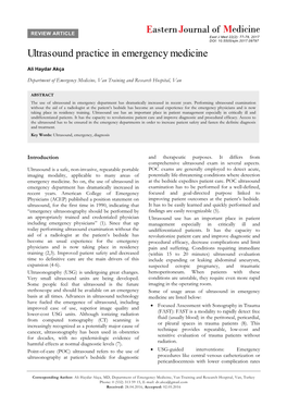 Ultrasound Practice in Emergency Medicine