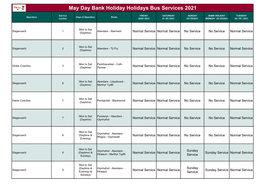 May Day Bank Holiday Holidays Bus Services 2021