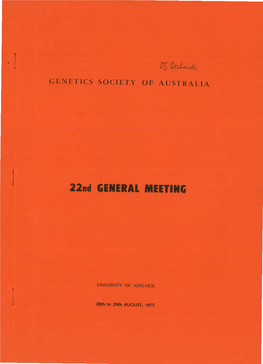 22Nd General Meeting Adelaide