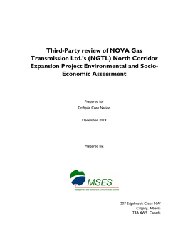 S (NGTL) North Corridor Expansion Project Environmental and Socio- Economic Assessment