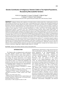 Genetic Contribution of Indigenous Yakutian Cattle to Two Hybrid Populations, Revealed by Microsatellite Variation