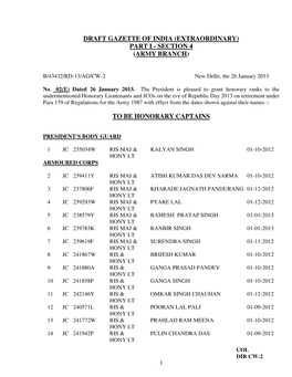 Draft Gazette of India (Extraordinary) Part I - Section 4 (Army Branch )