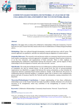 Community-Based Tourism and Networks: an Analysis of the Collaborative Relationships in the Tucum Network, Brazil