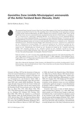 Ammonoids of the Antler Foreland Basin (Nevada, Utah)