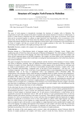 Structure of Complex Verb Forms in Meiteilon