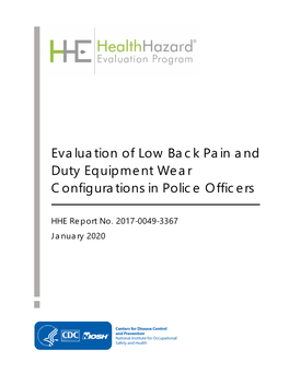 HHE Report No. 2017-0049-3367, Evaluation of Low Back Pain And