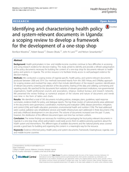 Identifying and Characterising Health Policy and System-Relevant