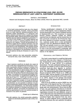 Zincian Greenockite in Stratiform