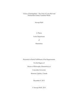 'Zones of Intelligibility:' the Trial of Louis Riel and Nineteenth-Century