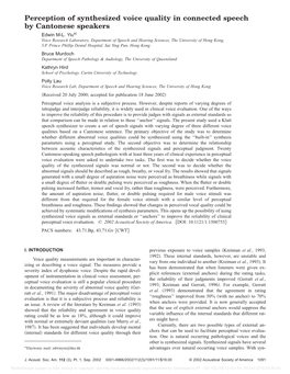 Perception of Synthesized Voice Quality in Connected Speech by Cantonese Speakers Edwin M-L