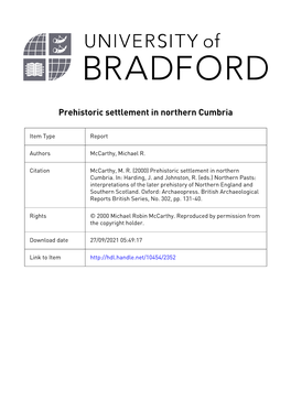 Prehistoric Settlement in Northern Cumbria