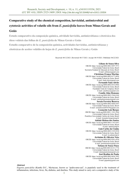 Comparative Study of the Chemical Composition, Larvicidal, Antimicrobial and Cytotoxic Activities of Volatile Oils from E