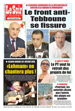 Tebboune Se Fissure