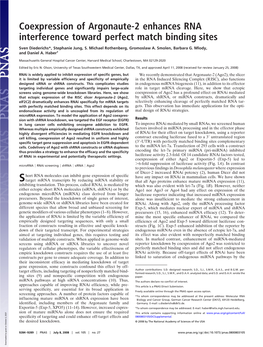 Coexpression of Argonaute-2 Enhances RNA Interference Toward Perfect Match Binding Sites