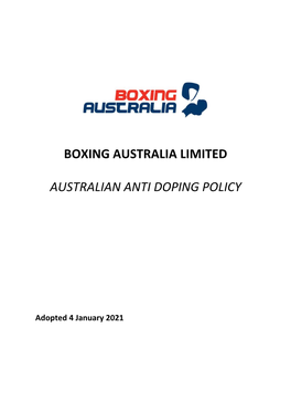 Boxing Australia Limited Australian Anti Doping Policy